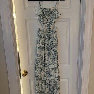 Abercrombie floral green and white cut out maxi dress